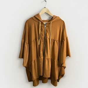Oli & Hali Oversized Hooded Rust Jacket Tiered Earthy Boho Lagenlook Forest OS